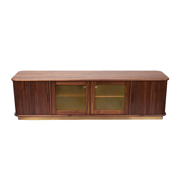 Axel TV Unit With Sliding Tambour Doors - Walnut