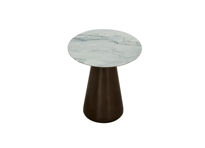 Cone End Table - Matte Grey Marble
