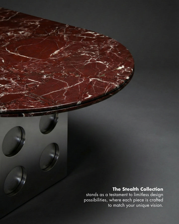 Stealth Grid Marble-Top Dining Table - Dome
