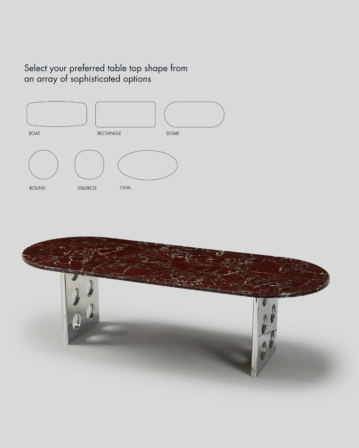 Stealth Grid Marble-Top Dining Table - Dome