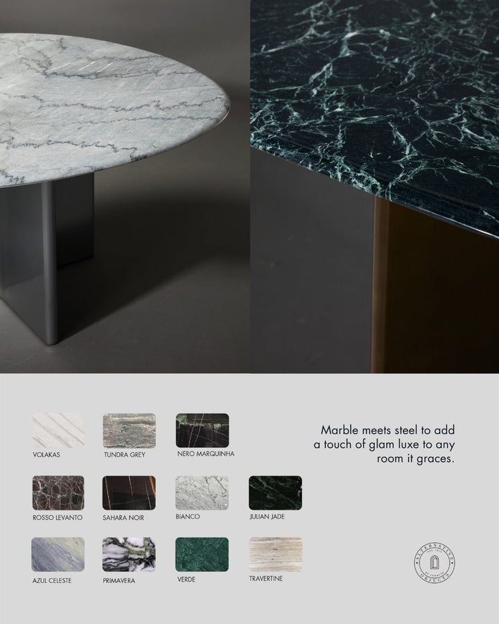 Stealth Grid Marble-Top Dining Table - Rectangle