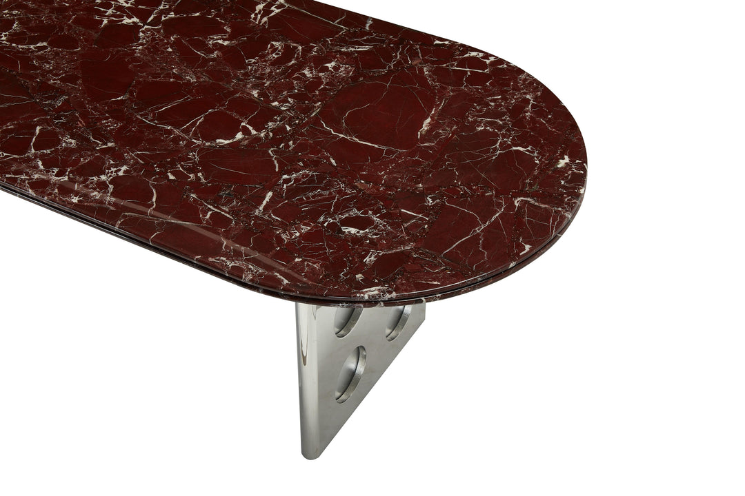 Stealth Grid Marble-Top Dining Table - Double Rectangle