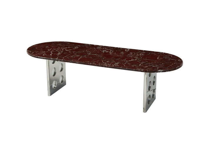 Stealth Grid Marble-Top Dining Table - Dome