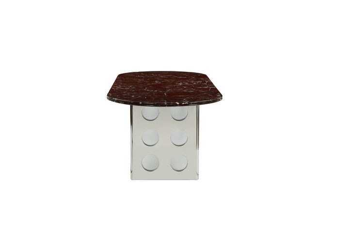 Stealth Grid Marble-Top Dining Table - Double Dome