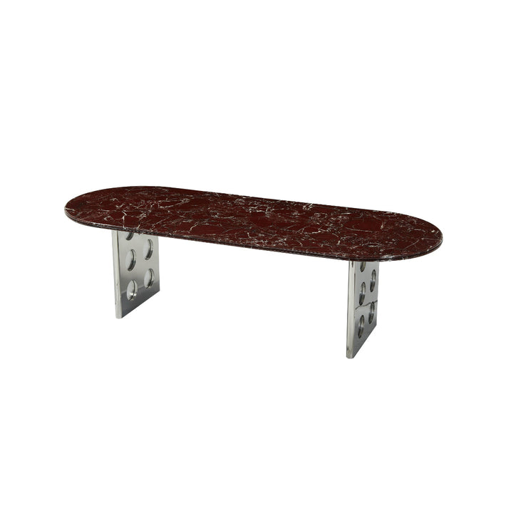 Stealth Grid Marble-Top Dining Table - Double Rectangle